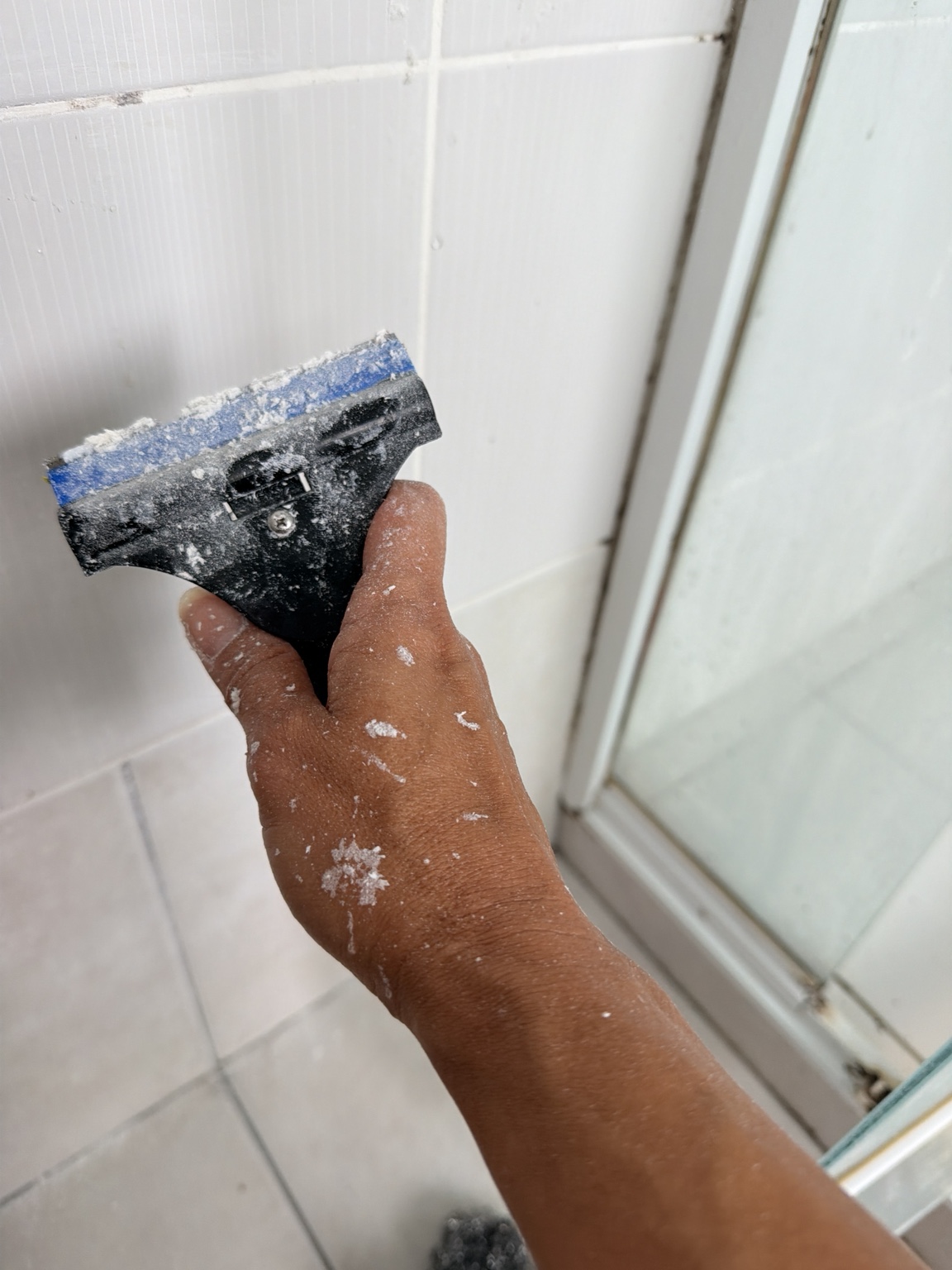 During: removing accumulated residue during the deep clean. Hope Island spring cleaning by Cleankill